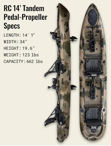 14' Tandem Pedal Kayak – Propeller Drive, 662 lb Capacity
