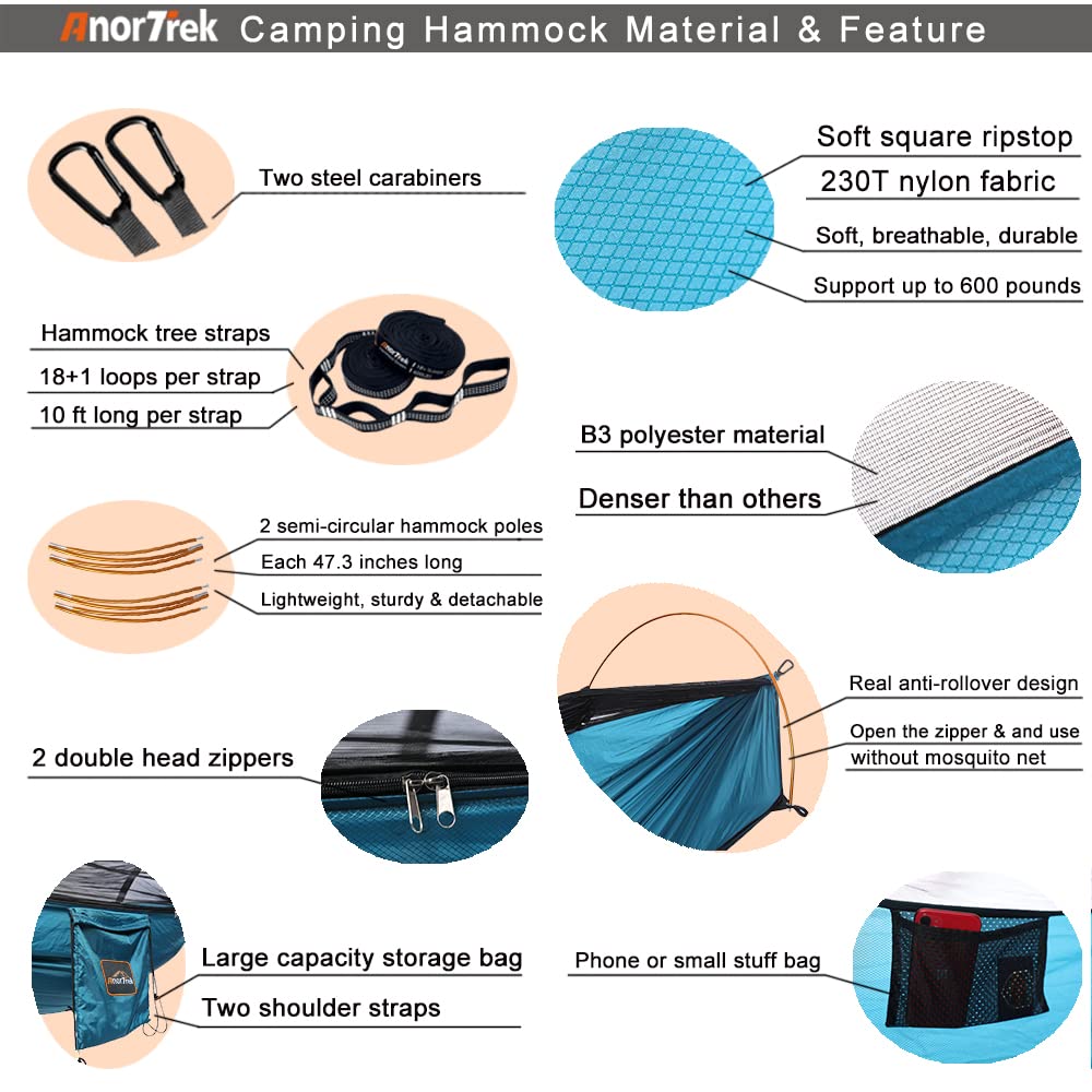 Camping Hammock with Mosquito Net & Rain Fly