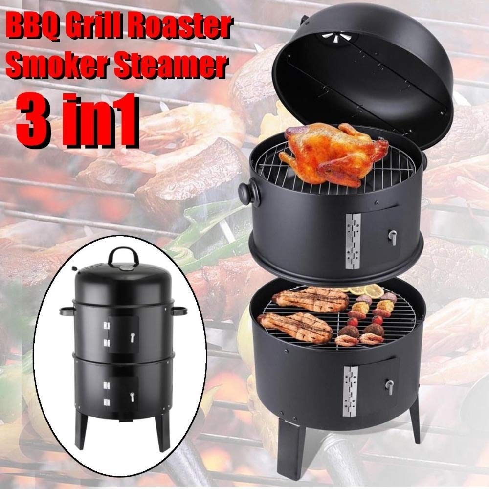 3-in-1 Portable Charcoal BBQ Grill