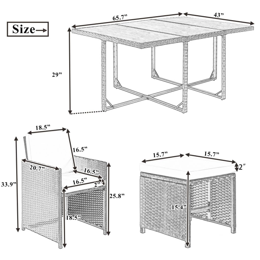 10-Person Wicker Patio Dining Set