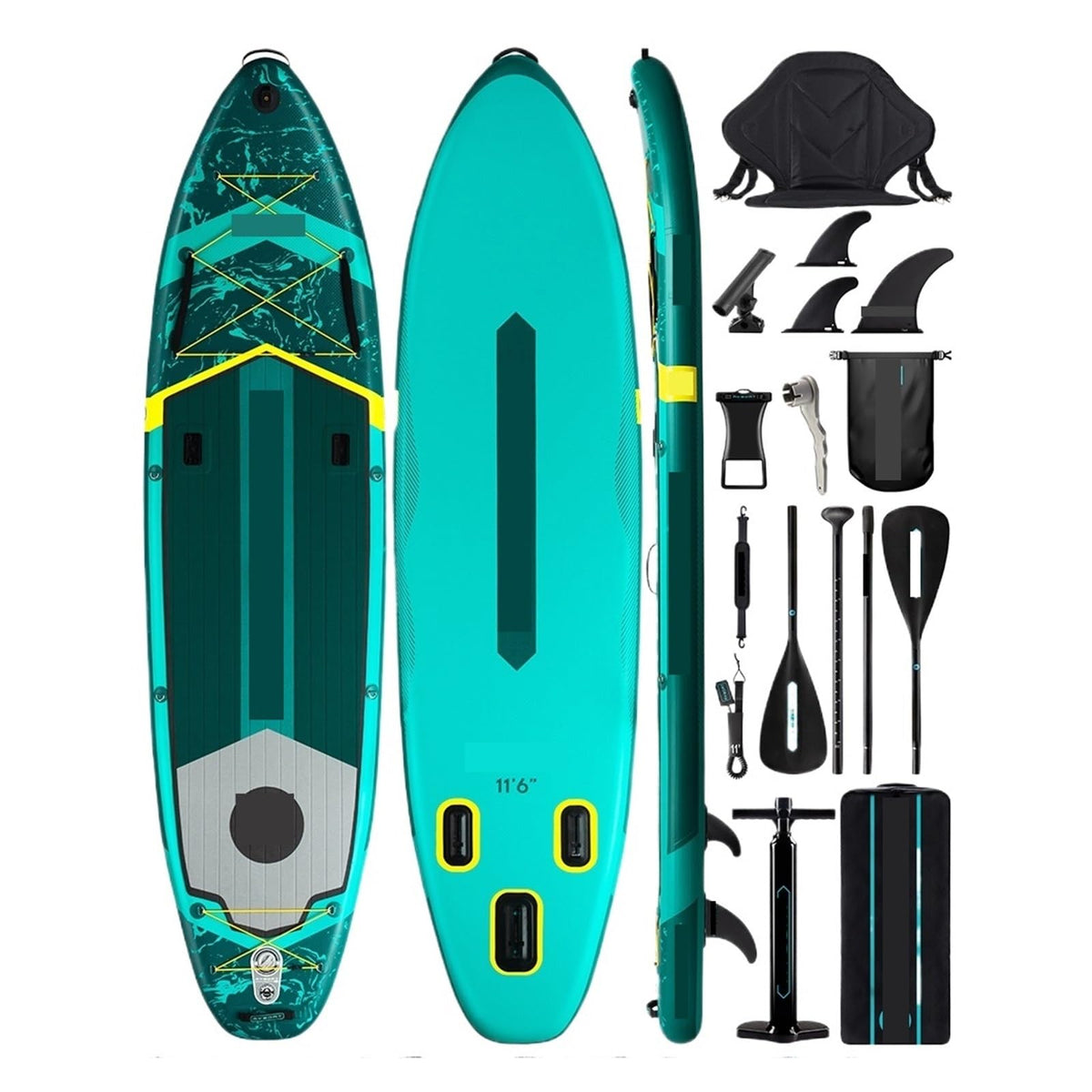 Green Waterproof Inflatable Paddle Board 11'6''x35''x6'' Aquatic Fishing with Accessories SUP сапборд