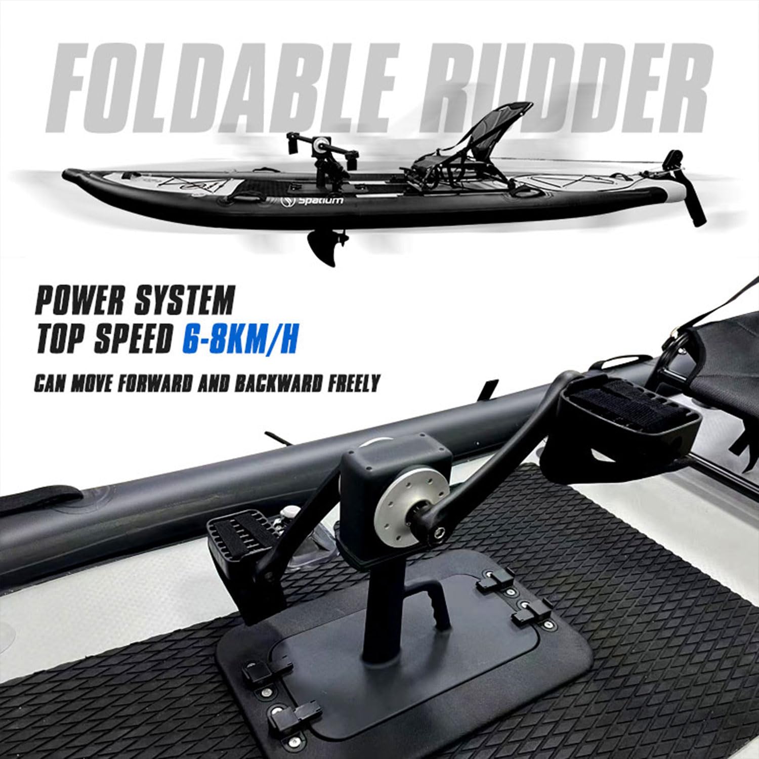 Spatium Pedal Fishing Inflatable Kayak Pedal Sit on Top Pedal Drive Fishing Kayak with 360° Rotatable Seat Pedal Kayak for Adults One Person Suitable for Rivers,Oceans,Lakes-Fish Bone Model