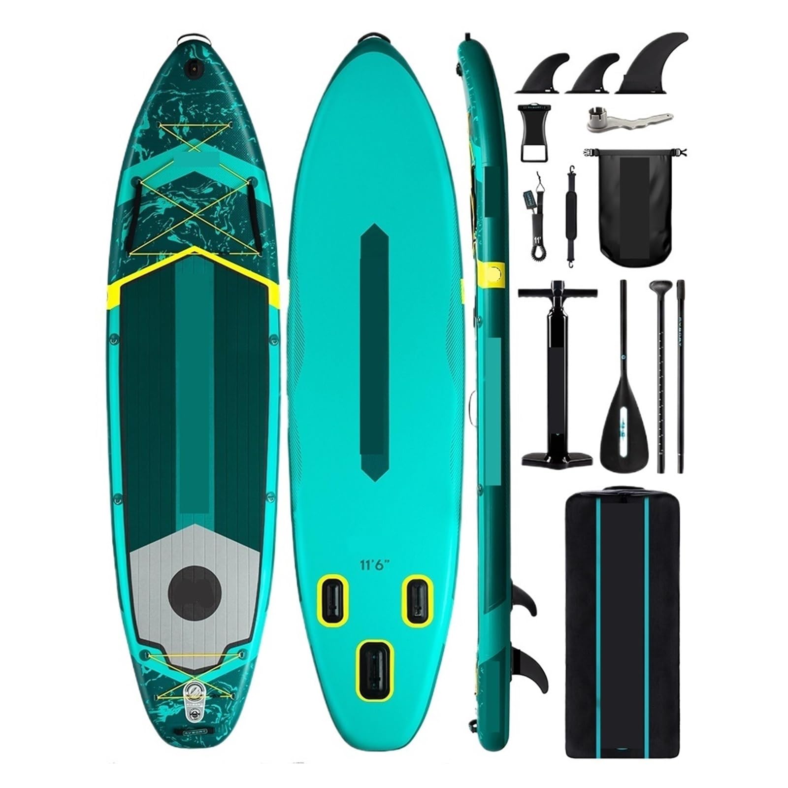 Green Waterproof Inflatable Paddle Board 11'6''x35''x6'' Aquatic Fishing with Accessories SUP сапборд