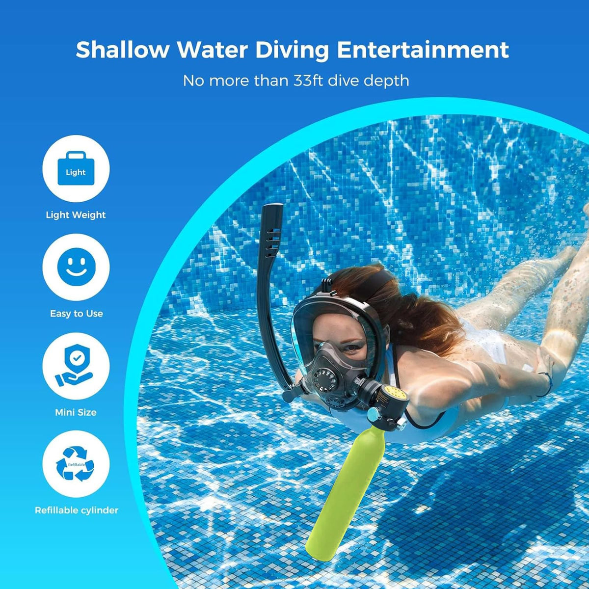 0.7L Mini Scuba Tank & Snorkel Mask Set