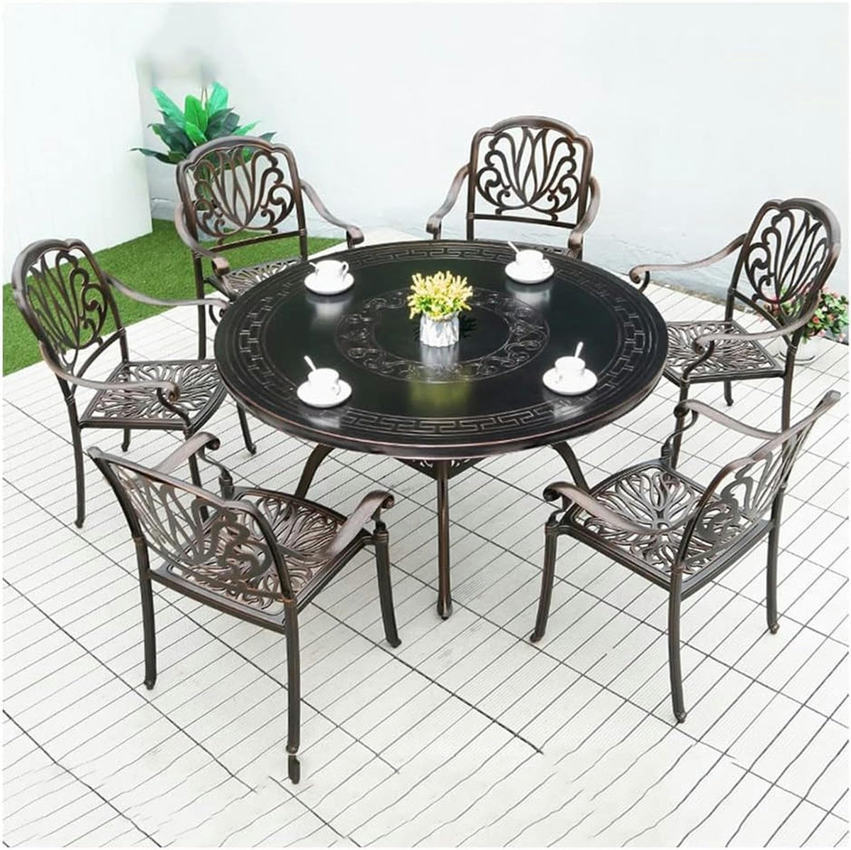 6-Person Cast Aluminum Patio Dining Set