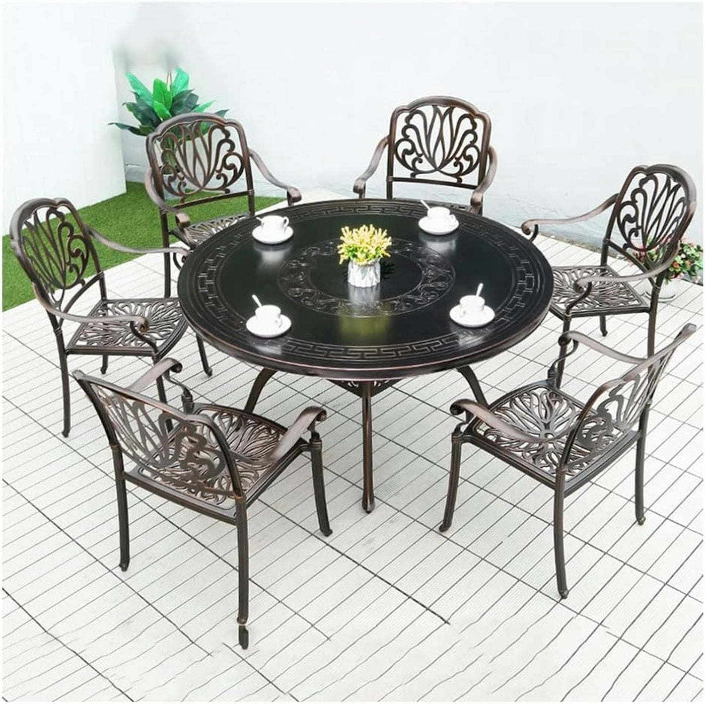 6-Person Cast Aluminum Patio Dining Set