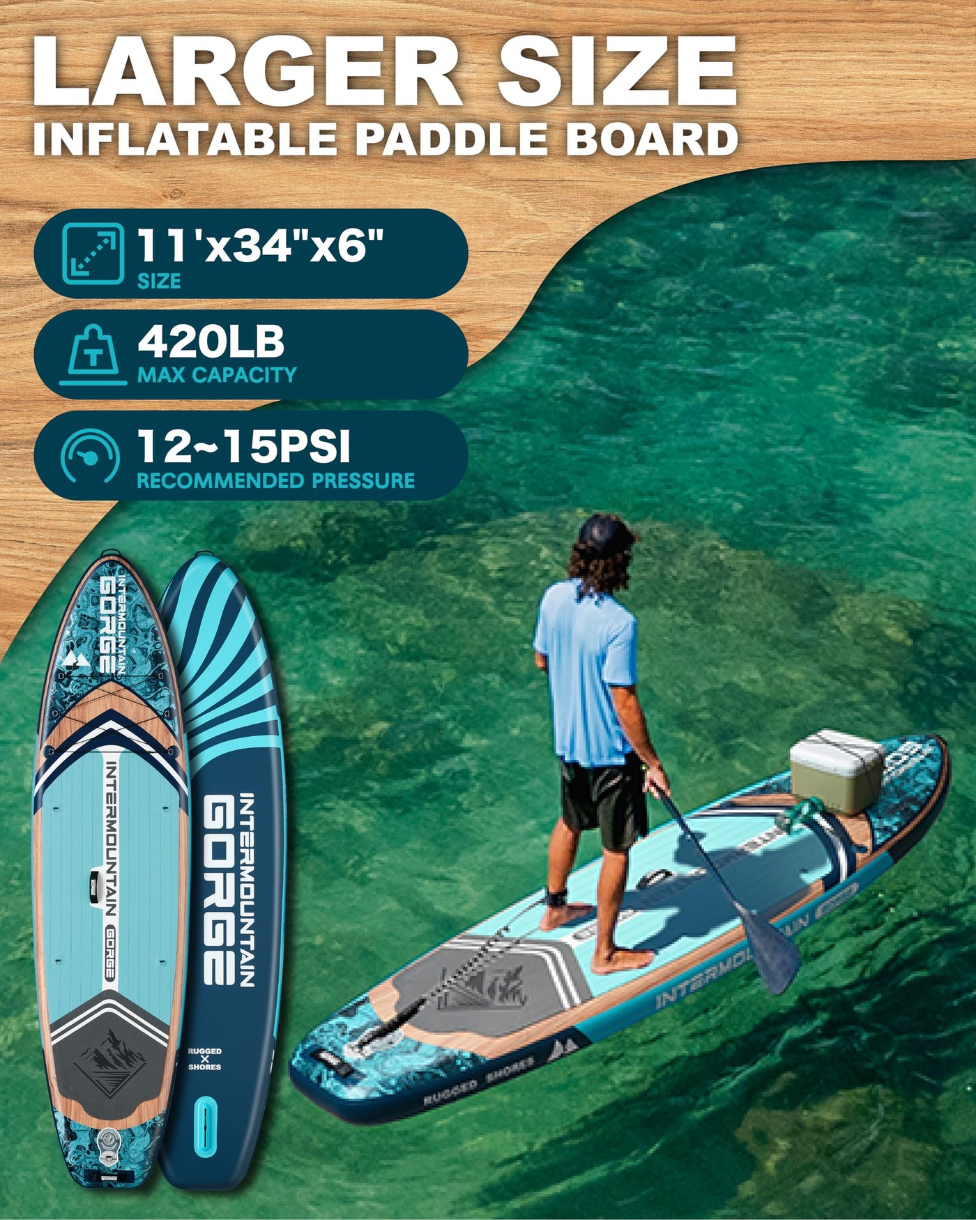 11' Ultra-Wide Inflatable Paddle Board